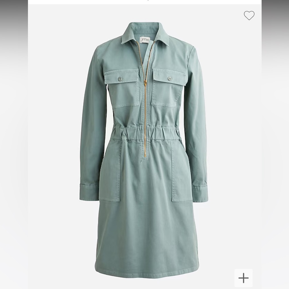 J Crew Long sleeve zip front chino dress